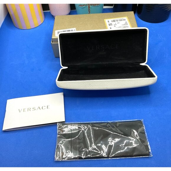 Versace White Leather Hard Clamshell Eyeglass Case - Picture 3 of 7